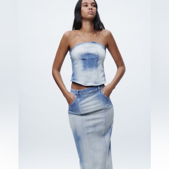 Denim skirt with matching top 2 piece set - Picture 4 of 5